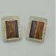 alternate view of Tiger Iron cabochon post back silver earrings
