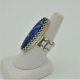 side view of azurite with malachite sterling silver handmade ring