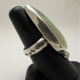 Side view of tourmalinated prehnite sterling handmade ring