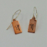 Warrior copper and silver Ohio petroglyph rectangle earrings