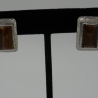 front view of tiger iron textured sterling silver post back earrings