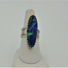 front view of azurite with malachite sterling silver handmade ring