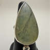 front view of tourmalinated prehnite sterling handmade ring