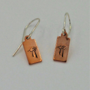 Warrior copper and silver Ohio petroglyph rectangle earrings