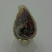 Front view of laguna lace agate silver statement ring