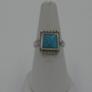 Front view of turquoise sterling silver small handmade ring